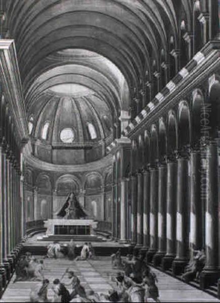 Interno Di Chiesa Con Scena Di Assassinio - view 1