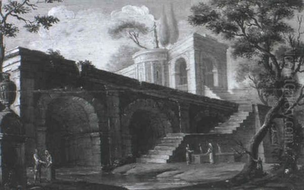 Figures Before A Classical Bridge - view 1