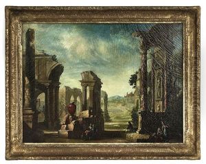 Capriccio, Travelers Resting Amid Roman Ruins by Viviano Codazzi