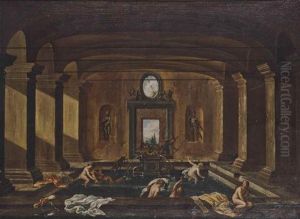 Diana And Her Nymphs Surprised By Actaeon In A Classical Bath by Viviano Codazzi