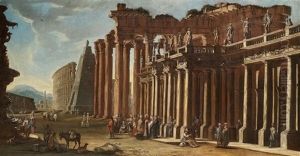Architekturcapriccio Mit Einer Kolonnade Und Dem Kolosseum Dahinter