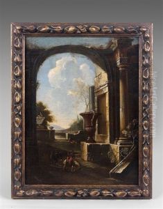 Caprice Architectural Anime De Ruines, Arc De Triomphe Et Personnages by Viviano Codazzi