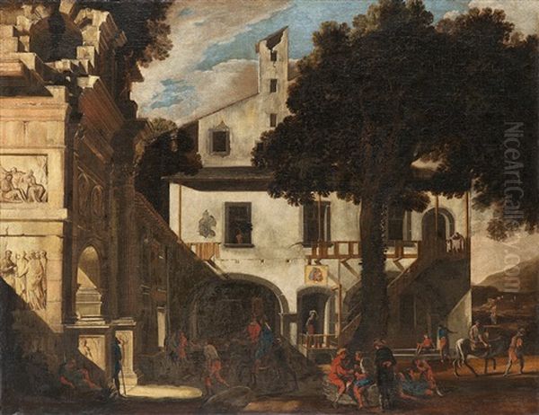 Capriccio Mit Einem Triumphbogen Und Einem Haus - view 1