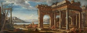 Personnages Sous Les Ruines D'un Temple by Viviano Codazzi