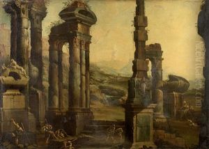 Figures In An Architectural Capriccio by Viviano Codazzi