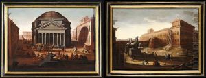 Roma - Il Pantheon (+ Roma - Palazzo Del Quirinale; Pair) by Viviano Codazzi