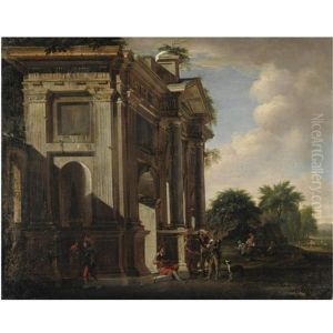 Capriccio Architettonico Arco Trionfale E Soldati (collab. W/ Adriaan Van Der Cabel) by Viviano Codazzi