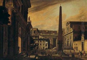 Rome, A Capriccio View Of The Piazza Del Popolo by Viviano Codazzi