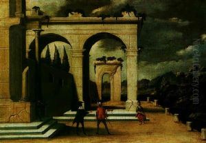 A Capriccio Of Ruins With Figures by Viviano Codazzi