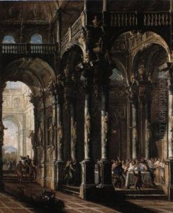 Architectural Capriccio With Belshazzar's Feast by Viviano Codazzi