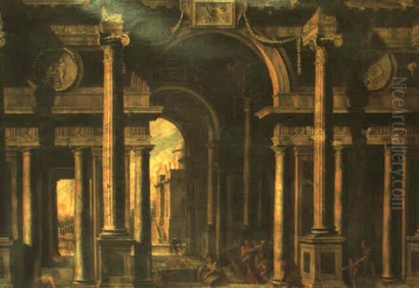 Vue Imaginaire D'un Palais Romain Avec Le Christ - view 1