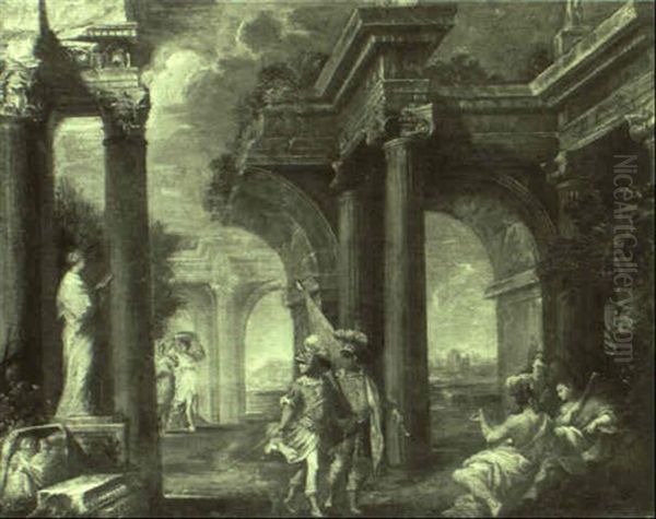 Phantastische R"mische Ruinen Mit Figurenstaffage - view 1