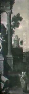 Ruinlandskap Med Figurer (2 St., Resp. 78 X 34) by Viviano Codazzi