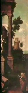Ruinlandskap Med Figurer (2st.,78x34) by Viviano Codazzi