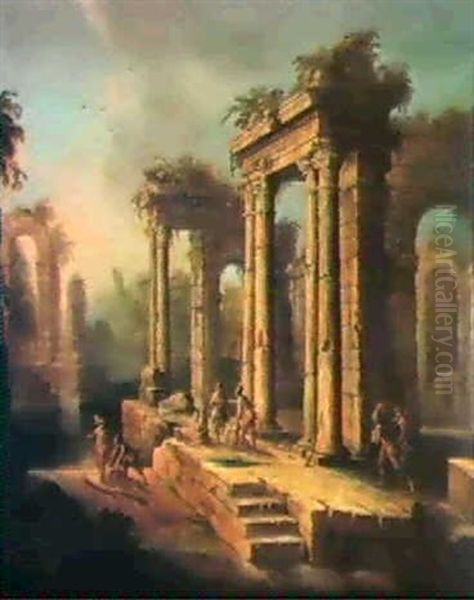 An Architectural Capriccio Of Classical Ruins With Soldiers - view 1
