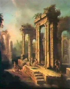 An Architectural Capriccio Of Classical Ruins With Soldiers