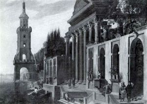 Architectural, Capricci With Classical Ruins And Figures by Viviano Codazzi