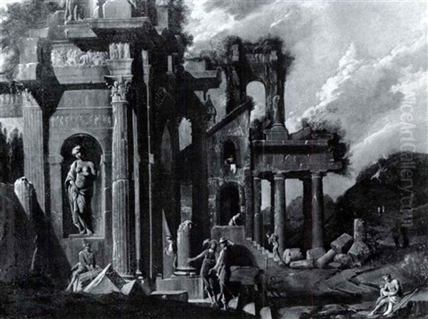 Figures Among Classical Ruins - view 1