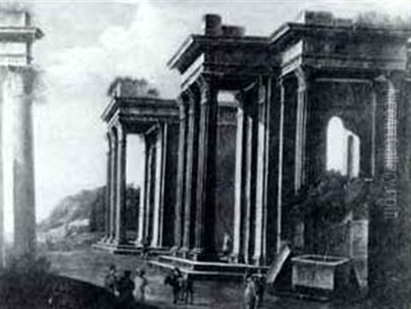 Figures By The Ruins Of A Roman Pavillion - view 1