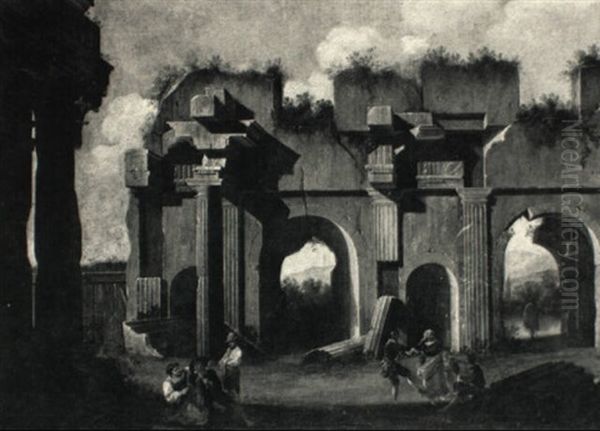 Peasants Dancing And Making Merry Among Classical Ruins - view 1