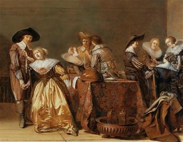 A Merry Company Conversing In An Interior - view 1