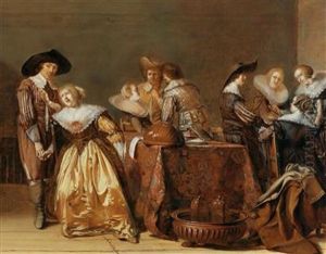 A Merry Company Conversing In An Interior by Pieter Codde