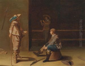 Drei Soldaten In Der Wachstube by Pieter Codde