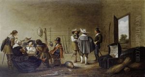 Figures Merrymaking In A Guardroom Interior by Pieter Codde