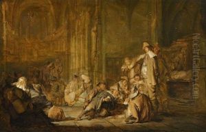 Kircheninterieur Mit Kartenspielern Kircheninterieur Mit Kartenspielern