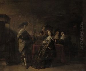 Elegant Company At A Table In An Interior Elegant Company At A Table In An Interior
