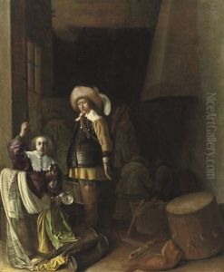 A Soldier In A Guardroom by Pieter Codde