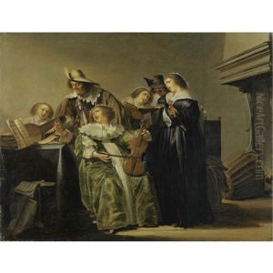 Concert In A Dutch Interior By A Chimney