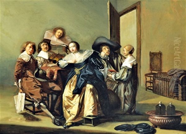 Musizierenden Gesellschaft In Einem Interieur - view 1