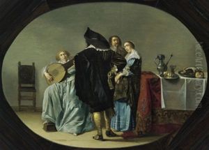 Elegante Gesellschaft In Einem Interieur by Pieter Codde