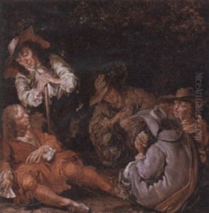 Travellers Resting On A Path by Pieter Codde