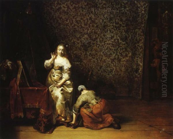 Une Dame Et Sa Servante Dans Un Interieur Hollandais - view 1