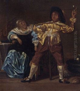 A Couple Making Merry In An Interior