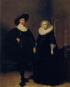 A Gentleman And A Lady In An Interior by Pieter Codde
