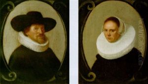 A Portrait Of A Bearded Man, Wearing Black Costume, Lace Collar And Black Hat by Pieter Codde
