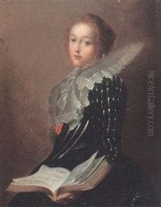 Portrait Of A Young Lady Holding A Musical Score