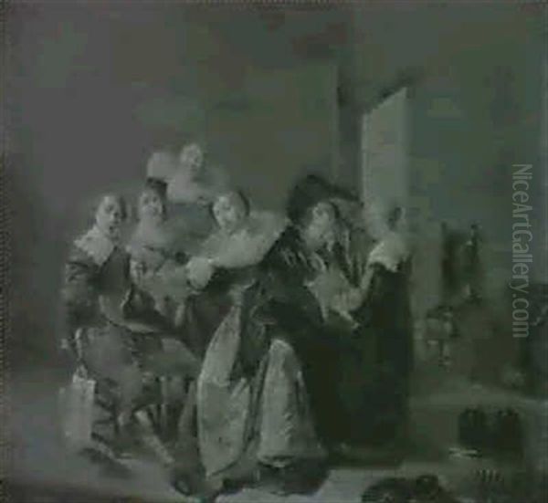 An Interior With Elegant Company Seated Around A Table - view 1