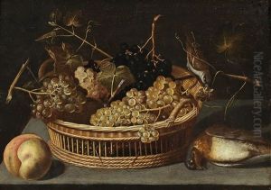 A Still Life With A Basket Of Grapes A Still Life With A Basket Of Grapes