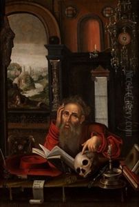 San Jeronimo En Su Celda by Pieter Coeck van Aelst the Younger
