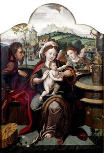 The Holy Family With An Angel by Pieter Coeck van Aelst the Younger