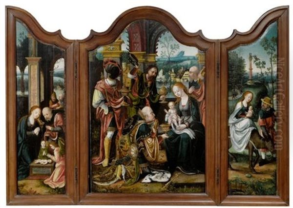 Anbetung Der Konige, Heilige Familie, Flucht Nach Agypten (triptych) - view 1