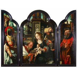 The Adoration Of The Magi Triptych by Pieter Ii Coecke Van Aelst