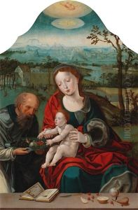 The Holy Family In A Landscape by Pieter Ii Coecke Van Aelst
