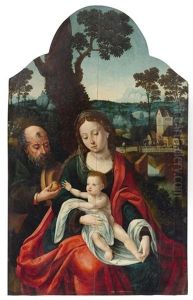 The Holy Family In A Landscape by Pieter Ii Coecke Van Aelst