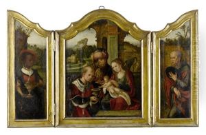The Adoration Of The Magi (triptych) by Pieter Ii Coecke Van Aelst