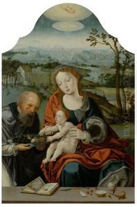 Heilige Familie Vor Einer Weiten Landschaft by Pieter Ii Coecke Van Aelst